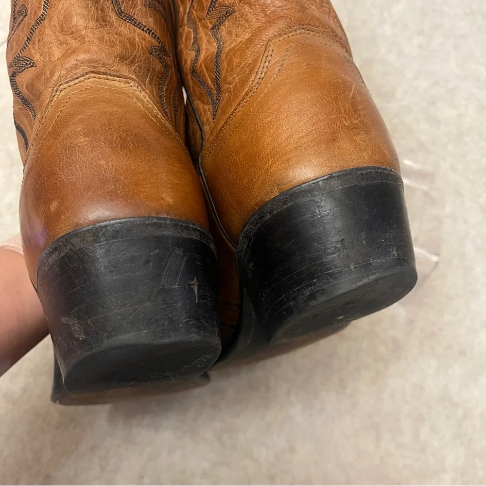 Lucchese 1883 N1561 Brown Leather Snip Toe Western Cowboy Boots Men’s Size 9.5D